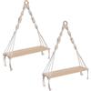 GROCKSTR 2 mensole da parete in stile bohémien, con ripiano in legno, per appendere piante e decorazioni