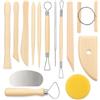 REBECCAGIBSON Argilla da Modellare,Ceramica da Modellare,Argilla Set Di Ceramiche,Argilla Intaglio Strumento Mestiere per Argilla Scolpire,Intaglio,Raschiatura,Modellazione,Stampini (Colore del legno)