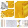 YIYICO Fogli Metallizzati per Artigianato Fogli per Goffratura Kit | Artistico per Sbalzo Metallo Foglio di Carta Alluminio Dorato Crafting Lucido Scintillante per Pittura Incisione
