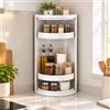 JS Space Organizer Angolare Cucina Girevole 360°, Scaffale da Piano Cucina | Portaspezie Salvaspazio per Bottiglie, Barattoli e Condimenti(XL)