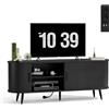 Xbro Mobile TV con Presa e USB, Porta TV da Terra per Soggiorno 60 Pollici | Mobile tv soggiorno con presa integrata, 2 prese AC, 2 USB, passacavi, ripiani regolabili, ante scorrevoli e 4 scomparti