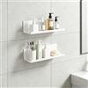 ALULU Set di 2 mensole da parete in acrilico bianco, 30 cm, autoadesive | Mensola sospesa senza fori, per soggiorno, camera da letto, bagno e cucina