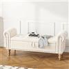 Ckaff Panca Contenitore Camera da Letto, Cassapanca, Panca Fondo Letto Poggiapiedi 132 x 45 x 53 cm, Pouf Organizzatore Ottomano in Chenille per Soggiorno Camera da Letto Dormitorio, Bianco