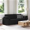 Traylux Divano 3 posti in tessuto nero 220 cm con design traspirante, telaio resistente, comodo comfort di seduta, stile moderno, ideale per soggiorno e camera degli ospiti, montaggio incluso