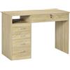 HOMCOM Scrivania per Ufficio Salvaspazio con 5 Cassetti 110x50x76cm Rovere | 2 Chiavi, Moderna, Scomparto Aperto, Tavolo per Computer, Casa Ufficio Studio Camera da Letto