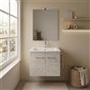 Kiamami Valentina Mobile Bagno Sospeso 60 Cm Rovere Bianco Con Specchio | Profondità 36 cm, lavabo in ceramica, 2 ante, portasalviette laterale, specchio 60x80 cm, lampada inclusa