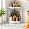 JS Space Organizer Angolare Cucina Girevole 360°, Scaffale da Piano Cucina | Portaspezie Salvaspazio per Bottiglie, Barattoli e Condimenti(M)