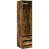 zuentd Armadio con cassetti rovere fumé 50x50x200 cm con gancio | 2 cassetti, grande divisorio, appendiabiti, plastica a base di legno, resistente all'umidità, facile da pulire