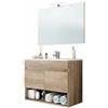 BRICOZONE Mobile Bagno Sospeso 80 Cm Con Lavabo In Ceramica Specchio E Led 30 Cm 2 Ante E 2 Vani A Giorno Struttura In Melaminico Rovere Design Moderno 80x45x64 Cm (Mobile Lavabo Specchio e Led 30 Cm)