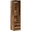 zuentd Armadio in materiale di legno, legno vecchio, 50x50x200 cm, stretto | Materiale a base di legno, resistenza all'umidità, design compatto, mensola e asta, montaggio a parete