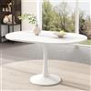 KOMHTOM Tavolo da pranzo rotondo allungabile da 4 a 6 persone, tavolo da pranzo in legno moderno e minimalista, 100/140 x 100 x 75 cm (bianco)
