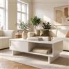 [en.casa] Tavolino Centrale da Salotto Bianco 110 x 55 x 39 cm | Tavolo Basso da Caffè, Moderno, con Cassetto e 2 Scomparti Portaoggetti, Vani Aperti, per Soggiorno, Studio, Living