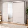 Dmora Guardaroba Grande Hayamo 251x216h cm Bianco Beige Appendiabiti 8 Ripiani, Armadio Camera da Letto 12 Vani