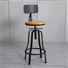 LAXF-Chairs Sedia girevole moderna per soggiorno, altezza bancone, sgabello da bar, regolabile in altezza, seduta in legno, gambe in metallo