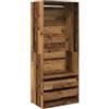 zuentd Armadio in legno antico 80 x 50 x 200 cm con 2 cassetti Materiale legno | 1 divisorio, 2 cassetti, resistente all'umidità, stabile, montaggio a parete, compatto, minimalista