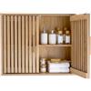 LIFEZEAL Mobiletto Bagno Sospeso con 2 Livelli, Arieggiato, 60,5x20x50cm | Armadietto Sospeso a Muro in Legno con Ripiano Regolabile, 2 Porte con Maniglie, Pensile Salvaspazio per Cucina e Ingresso