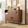 VIVCA Credenza a due livelli con ante scorrevoli, comò con cassetto, armadietto portaoggetti, soggiorno, noce