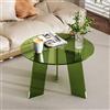 Dewrhiixe Tavolino da Caffè Rotondo, Acrilico Trasparente, Design Moderno, per Soggiorno, Camera da Letto, Ufficio (verde, 60×60×40cm)