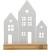 UNUS Città Espositore a 3 case, decorazione primaverile in metallo | in bianco, per finestre, tavolo o scaffalatura