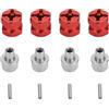 Culnflun RC Hub Hex Hub Adattatore Estensione Assiale Hsp Redcat Tamiya HPI 1/10 RC Stability Stability Enhancer Lega Leggera 4pcs (Rosso)