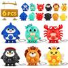 JUAUO Set di 6 giocattoli fidget con ventose a tema animali, giocattoli sensoriali per bambini piccoli e grandi, perfetti per intrattenersi durante i viaggi in aereo o in auto
