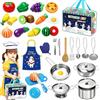 UBBOY Giocattoli da Cucina per Bambini,Cucina Pentole Giocattolo per Bambini | 32 Pezzi Cucina Accessori Cucina Bambini mit Utensili da Cucina, Grembiule e Cappello da Cuoco
