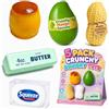 Siebkorb 5 Pezzi Crunchy Squishy Set, Realistico Asmr e carino Arachidi Mango Budino Patata Sapone Stress Ball, Slow Rising Pallina sensoriale Squeeze Portatile per Adulti, Sollievo da Ansia e Relax