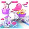 HappyGoLucky Triciclo Bambino Evolutivo LED Rosa Viola 2 Anno+ | Seggiolino Regolabile 4 Posizioni, Ruote Led Luminose, Cestino e Vano Posteriore, Fino a 35 Kg, Regalo Bambina 2 Anno