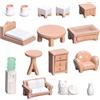 TenaLucy 15 Pezzo Casa Delle Bambole in Legno, Accessori Case Mobili, Miniature Mobile Salotto, Accessori Bambole Wooden Miniature Toys, Arredamento Casa Bambole per Bambini dai 3 anni in Su