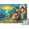 ZQXJNHPKRB Uomo in veste e leone Paesaggio tramonto vallata Puzzle 1000 Pezzi Gioco di Puzzle 1000 Pezzi Carta Puzzle per Adulti Relax Decorazione casa Regalo di famiglia 38x26cm/1000pcs