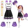DiULi 14 PCS Vestito Costume Cheerleader per Bambina Evento Sportive | Set 14 Pezzi con Tuta, Fiocchi, Pompon, Calzini e Adesivi, Perfetto per Carnevale, Halloween, Feste e Competizioni di Danza