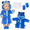 Carreuty Abbigliamento per bambini per bambole da 35-45 cm, con orsetto blu | Abbigliamento per bambole con pigiama, biancheria intima, scarpe per neonati, 35-43 cm, accessori per bambole