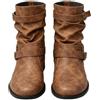 Generic Corti Stivali Donna Invernali Stivaletti Slouchy Finta Pelle Biker Boot | Vintage Caldo Comode Chelsea Tacco Piatto Blocco Fibbia Impermeabile Caviglia Autunno Neve Moto Feste Elegante Women Scarpe