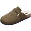 JOMIX Sabot Donna Invernali Zoccoli Scamosciati con Fodera Peluche e Fibbia | Scarpe Basse Casual da Esterno e Casa, Suola Antiscivolo in PVC Effetto Sughero, Zoccoli Comodi Autunno Inverno