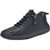 Generic Scarpe Da Ginnastica Da Uomo In Pelle Con Zip Laterale, Casual Traspiranti Cucite A Mano Mocassini Alla Caviglia All'Aperto Antiscivolo Scarpe Da Trekking Sneaker Tinta Unita Con Cerniera Laterale