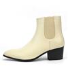 DAO-UPPSE Stivaletti Chelsea classici da uomo in pelle, con punta a punta, cerniera laterale, fascia elastica, tacco spesso, suola antiscivolo, for lavoro, casual, feste, matrimoni