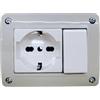 gloca Custodia 3 Posti IP40 Esterna da Parete, Contenitore Autoportante Monoblocco per Serie Civili (Versioni Multi-Variante) (Con Presa Shuko 16A + Interruttore)