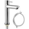 XBAIPIN Rubinetto in acciaio inox 304 per acqua fredda - Mono con tubo | flessibile da 1 m - Ideale per lavandino, cucina, bagno, hotel e camper - Cartuccia in ceramica antigoccia