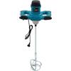 HHEMSTD Miscelatore per malta a secco, 1400 W, da 0 a 1200 giri/min, miscelatore per malta a 6 marce, con doppia pagaia a spirale, miscelatore manuale in alluminio e ferro per vernice, colla e cemento, blu