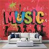 Generic Carta da Parati Panoramica Musica Silhouette Ballerino 350 x 256 cm | Graffiti Street Pop Art Arazzo da parete Carta da parati in tessuto non tessuto per camera da letto, soggiorno, sfondo TV