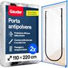 GAUDER Porta antipolvere con zip, telo protezione (110 x 220 cm - 2 pezzi) | Pellicola trasparente 100 µm con chiusura lampo, barriera antipolvere riutilizzabile, blocco sporco per ristrutturazione