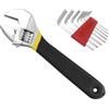 JRSHIRLEYLTD Chiave inglese regolabile da 200 mm, chiave inglese regolabile in acciaio al cromo-vanadio (larghezza massima 24 mm) con set di chiavi esagonali