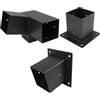 Vibsky Kit di Staffe per Pergola, Set di Staffe da Parete per Tetto Inclinato per Pali da 4x4 Pollici, 3-Via e Unidirezionale con Base, Acciaio Nero - Hardware per Gazebo da Esterno (Set Sinistra 15°)