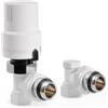 VANCOCO 1/2 Kit Valvola Termostatica Angolo+Ritorno Bianco puro