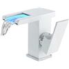 UPKHZF Rubinetto Bagno Lavabo LED Cascata Miscelatore Monocomando Bagno Ottone Rubinetto Per Lavabo, Regolazione A Caldo E Freddo, Rubinetto Da Bagno, Bianco