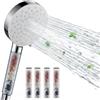 Auralum Duschbrause mit Filter für Hartes Wasser - Hochdruck-Handbrause mit 6 Strahlarten, Wasserspar-Design, inkl. 5 Ersatzfiltern - Badaccessoires für Zuhause - Weiß
