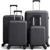 LEADZM Valigie Set 4 Pezzi, Set Valigie Rigide in PP (Grigio scuro) | 4x più resistente, Resiste fino a -35°C, Superficie anti-graffio, Luggage Suitcase Grande 23 kg