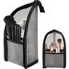 WADUBI Borsa da Bagno Impermeabile Verticale, Porta Pennelli da Trucco da Viaggio, Organizzatore Trucco Pieghevole per Pennelli e Spazzolino, Nero-1 pezzo