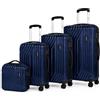 A.M.C. Set 4 Valigie da Viaggio Rigide in ABS con Beauty Case - Set 3 Trolley 4 Ruote Doppie, Valigia Piccola Media Grande, Organizzazione Interna, Chiusura Rinforzata - Set 4 Bagagli