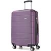 KONO Valigia Rigida 24 Pollici PC Trolley Medio Leggero 4 Ruote 360° Viola | Trolley medio rigido PC 60L, leggero 3,3 kg con ruote 360° e spazio organizzato per ogni viaggio